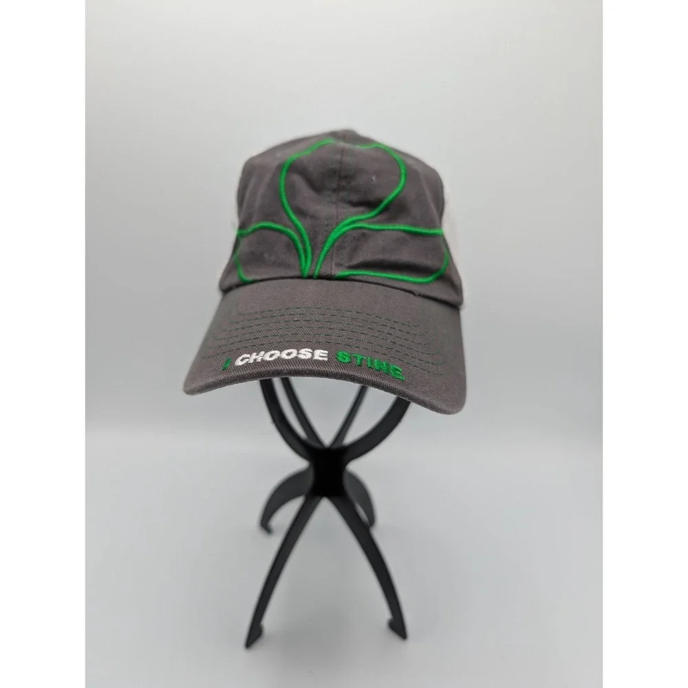Stine Seeds Hat Mens White Gray Farmer Cap‎ Green Logo Jersey Mesh Modern Design